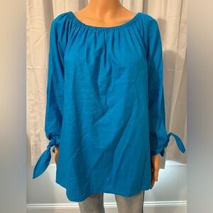 Pretty MICHAEL Michael Kors size M blue long sleeve blouse shirt relaxed NWT